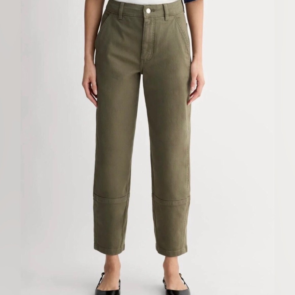 Everlane Utility Barrel Pant Dark Moss Olive Green 0 Regular